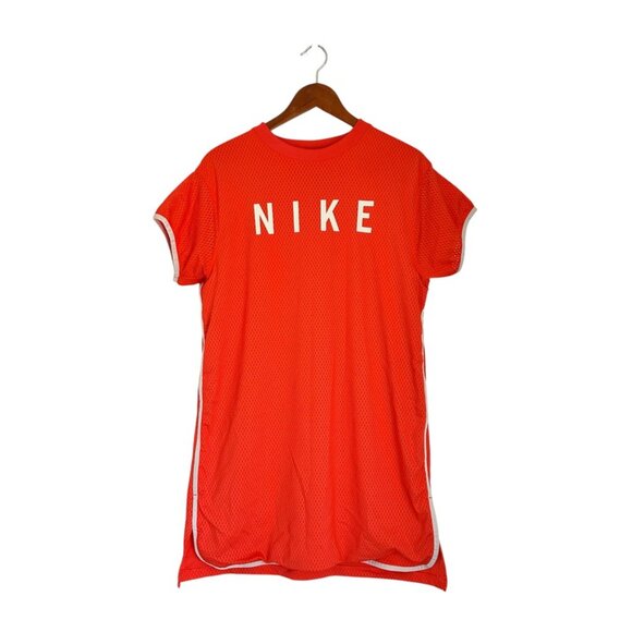 Nike Sportswear Mesh Orange Rush Coral Dress Size S - Picture 1 of 6